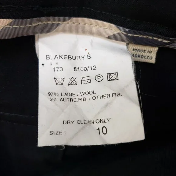 Burberry Blakebury Wool Blend Wide Leg Trouser Pants Size 10 - Picture 3 of 5